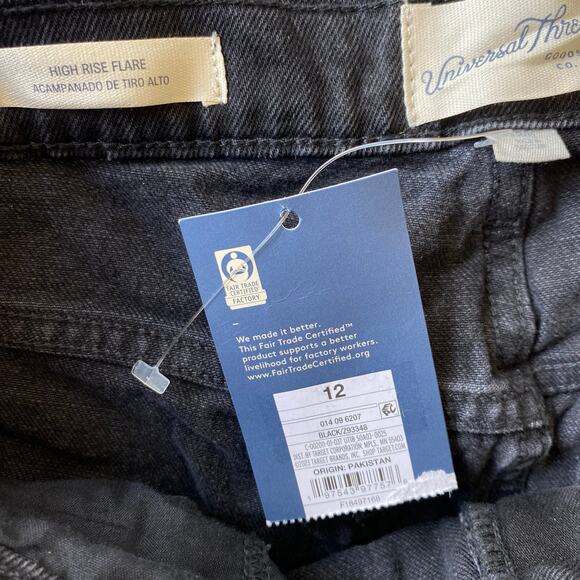 UNIVERSAL THREAD NWOT High Rise Flare Jeans Black Wash Size 12 - Picture 4 of 5